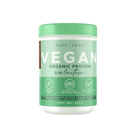 Pure Form VEGAN – Proteína Vegana de Origen Orgánico a base Chícharo, Arroz, Semilla de Calabaza y Linaza | Endulzada con Fruto del Monje | 600 gramos