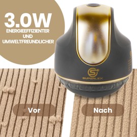 SUPERLEX Elektrischer Fusselrasierer mit 3-Klingen | USB-C Schnellladung | Sicherheitsschloss & Transparenter Flusenbehälter | Für Textilien/Wolle/Bettwäsche + Reinigungsbürste