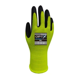 Wonder Grip OP-280HY Opty Work Gloves with Latex Coating, Latex Assembly Glove, Work Safety Gloves, Non-Slip, Size M / 8 Yellow