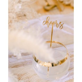 The Cotton & Canvas Co. Cheers Drink Stirrers, Party Cocktail Sticks, Holiday Swizzle Sticks, New Years Party, Wedding, Christmas, Custom Drink Marker, Set of 12, Natural Wood