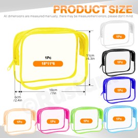 Rustark 8Pcs 8 Colors Medium Clear Makeup Bags Kit Cosmetic Storage Bags PVC Zipper Toiletry Bag Waterproof Makeup Plastic Case Transparent Pouches Organizer Storage for Women Toiletries Travel