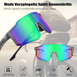 FEISEDY B0177 Sports Sunglasses Men's Cycling Glasses Women's Mirrored Sports Glasses for Cycling Driving Running with UV400 Protection