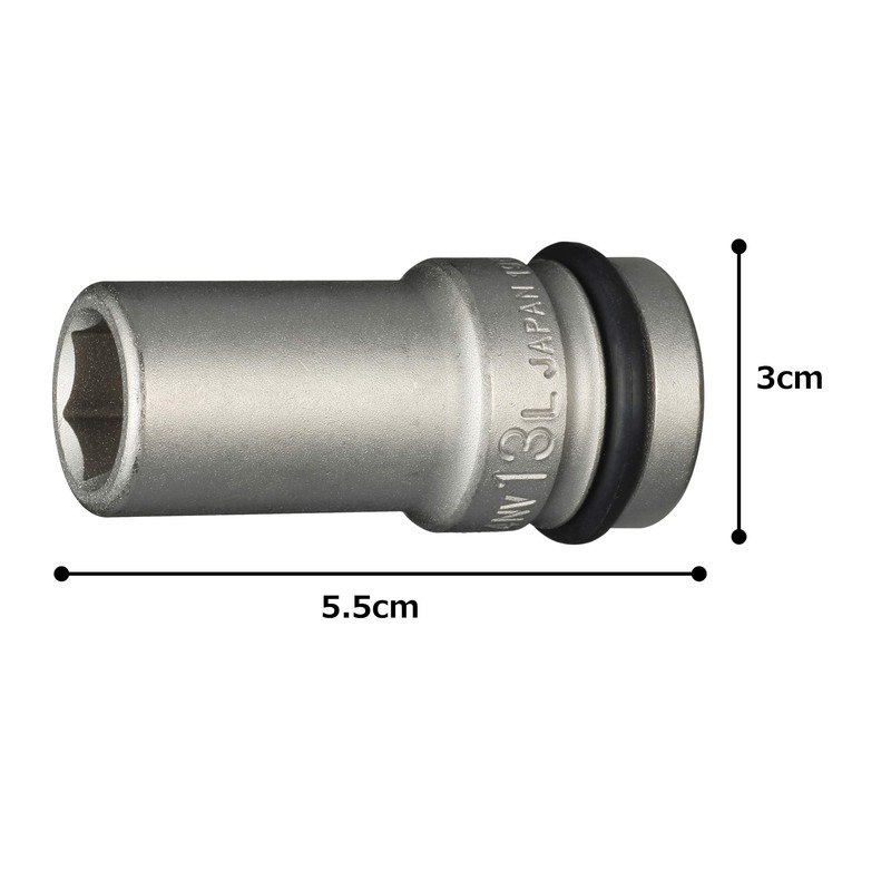 TONE HP4NV-13L Long Socket for Impacts, 0.5 inch (12.7 mm)