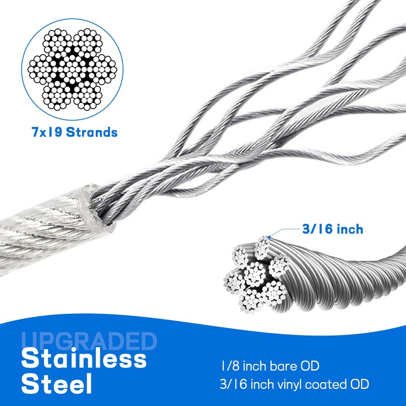 Atesilor 2Pcs Upgraded Vinyl Coated Stainless Steel Lift Cable Compatible