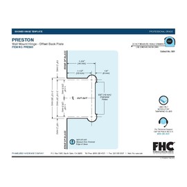 FHC PRES03CH Preston Series Wall Mount Hinge - Offset Back Plate - Polished Chrome