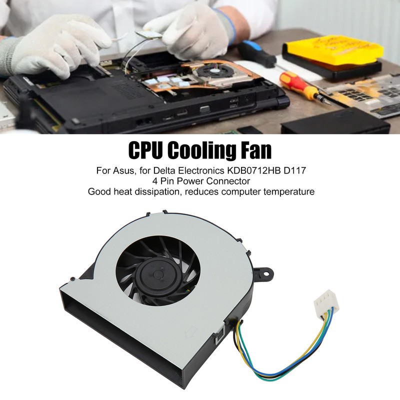CPU Cooling Fan 4 Pin Connector Integrated PC Laptop Cooler