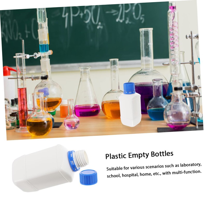 Ciieeo 5pcs Wide Mouth Square Plastic Reagent Bottles with Leak
