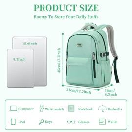 MOONBABY Backpack for School, Classic College Backpack Multiple-pocket Bookbag for Teen Boys Girls Travel Backpack with Luggage Strap for Women Men, Green