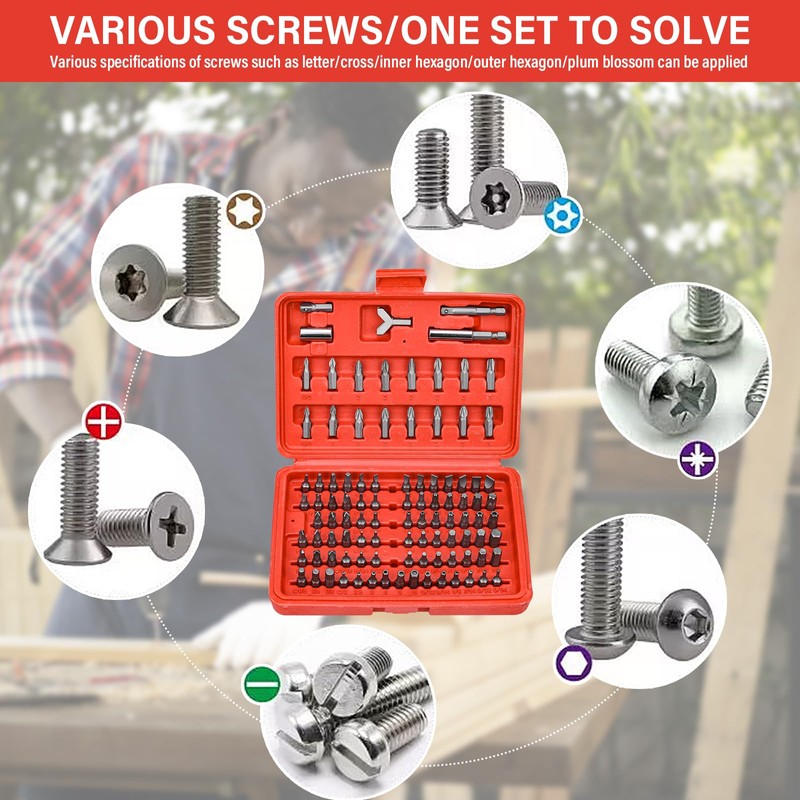 BEAUGIREW 100 Pcs Security Screwdriver Bit Set |Cr-V Steel |1/4-inch