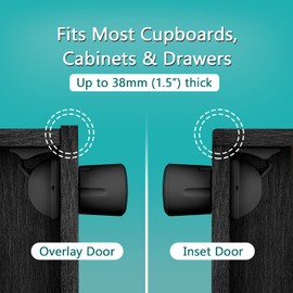 Norjews Child & Baby Safety Proof Magnetic Cupboard Locks (8 Locks & 2 Keys), Easy Install in Seconds, Invisible Child Safety Locks for Cabinets and Drawers, No Screws or Drilling, Black