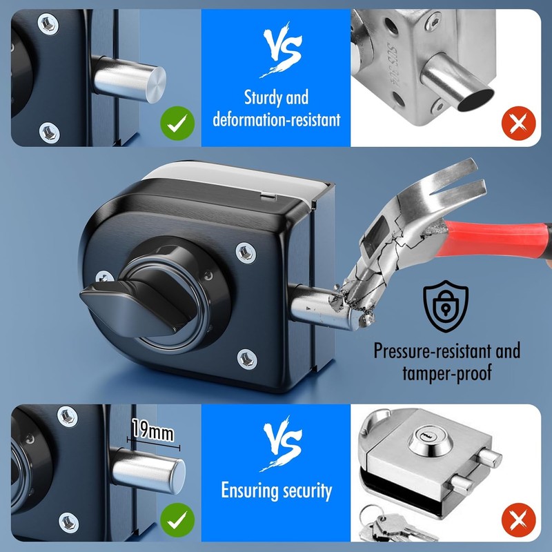 Ranbo Frameless Glass Door Floor Lock, Clamp-On No-Drill, 304 Stainless