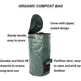 Organic 2 Pack 15 Gallon / 34 Gallon Garden Compost Bins Environmental Reusable Pe Waste Disposal Compost Bags for Kitchen Garden Yard