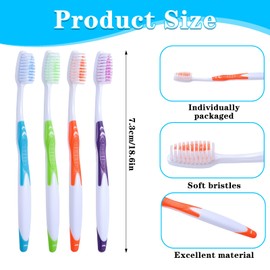 Lemecima 80 Pack Premium Toothbrushes, Oversized Easy Grip Rubber Handle, Soft Multi Color Nylon Bristles, Bulk Packed, No Cutting or Tearing Apart Required.