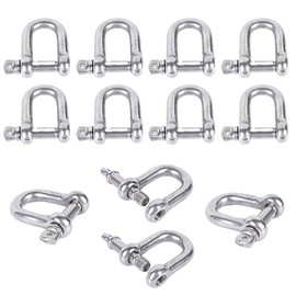 Gativs M5 Stainless Steel Screw Shackle, Pack of 12, Shackle, D Shape 304 D Ring Shackle, M5 Stainless Steel Shackle with Eye Bolts, Locks, Shackles, Carabiner, Shackle, D Stainless Steel 304 for