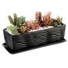MyGift 12.5 inch Ceramic Planter, Modern Textured Rectangular Succulent Flower