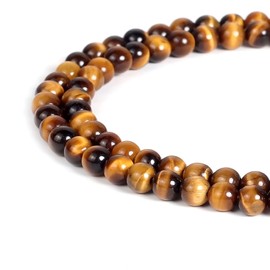 BEADNOVA 4mm Yellow Tiger Eye Gemstone Round Loose Beads for Jewelry Making (94-96pcs)