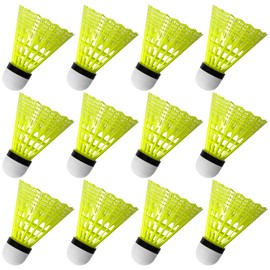FYSL Shuttlecock Set of 12 Durable Badminton Balls, High-Quality Nylon Shuttlecocks Speed for Outdoor, Exercise, Leisure, Beginners (Yellow)
