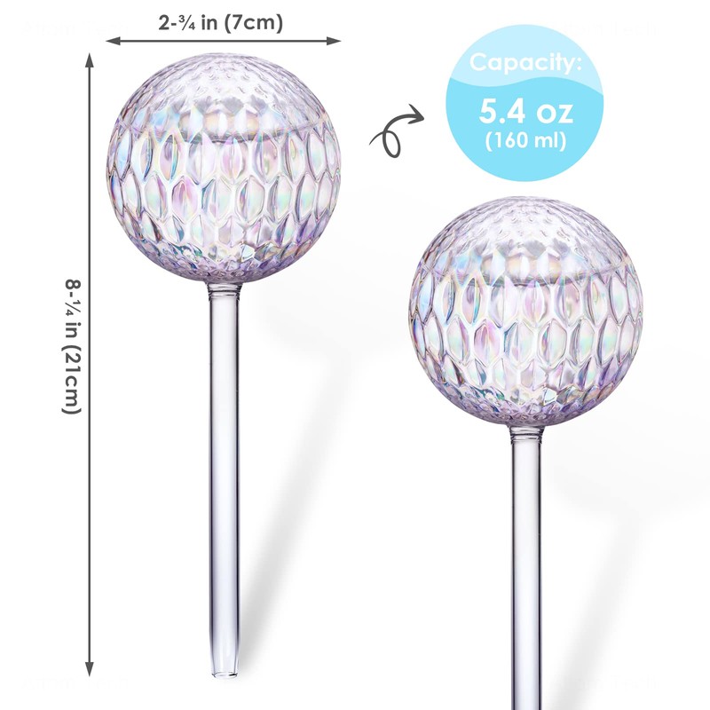 Tomorotec Glass Plant Self Watering Globes 2-Pack Pearl Luster Clear