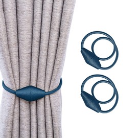 NeuWook Magnetic Curtain Tiebacks, 2 Pack Rope Holdbacks Decorative Curtain Weaving Holder Buckles For Home Office Indoor & Outdoor (Royal blue)
