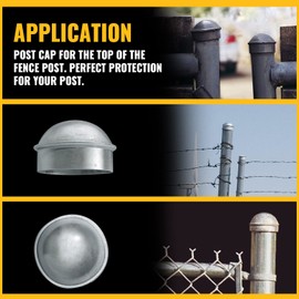 VIVIDA 2-3/8" Fence Post Cap 4 PCS, Chain Link Post Caps, Galvanized Steel, for 2-3/8" OD Pipe, Chain Link Fence Parts