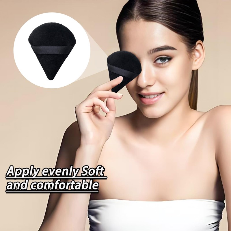 Yinluluna 4Pcs Triangle Powder Puffs, Washable & Reusable Setting Powder