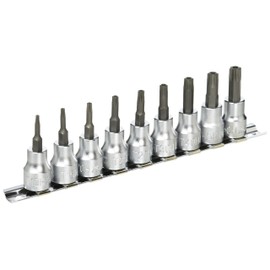 Koken RS3025/9-HOLE 3/8 (9.5 mm) SQ. Anti-bulking Torx Bit Socket Rail Set, Total Length 2.0 inches (50 mm), 9 Pieces