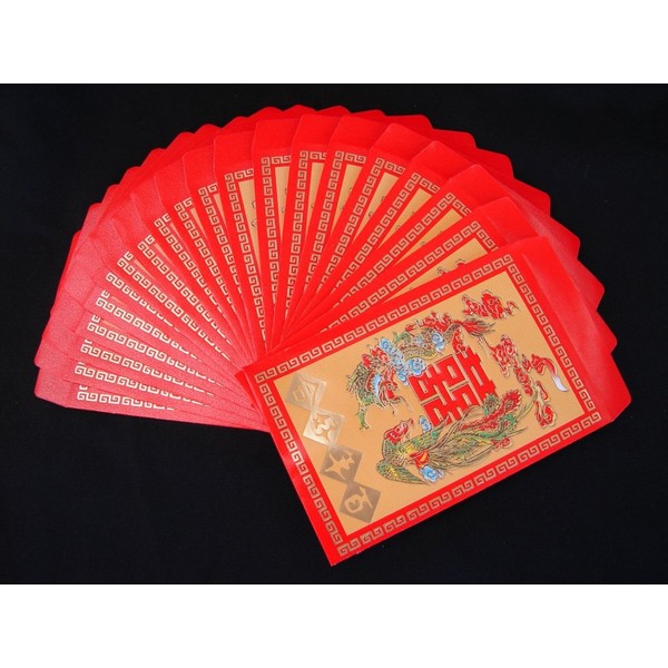 Colorful Chinese Money Envelopes-Double Happiness, Dragon Phoenix