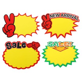 PATIKIL 160pcs Star Burst Signs, 7x5.5in Blank Star Burst Signs Price Tag Stickers Pricing Tags Fluorescent Neon Paper for Sign Retail Store, Arrival,Sale,Sale,Blank