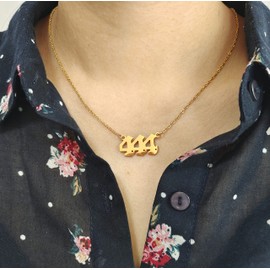 AJRUIER Angel Number Necklace, Women Girls Gold Silver 111 1111 222 333 444 555 666 777 888 8888 999 Pendant Choker Necklace Spiritual Numerology Jewellery, Stainless Steel