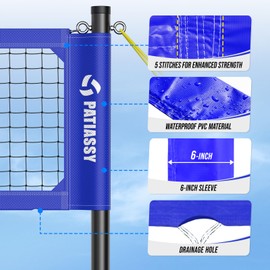 Patiassy Portable Volleyball Net Set with Steel Wire Rope and 2 Inch Boundary Line Professional Volleyball Sets for Backyard with Adjustable Aluminum Poles and Anti-Sag Winch System(Deep Blue)