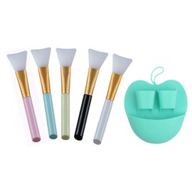 1 Silicone Face Cleanser Plus 5 PCS Silicone Face Mask Brush, Mask Beauty Tool Soft Silicone Facial Mud Mask Applicator Brush tool, Applicator for Mud, Clay, Charcoal mixed mud, and Body Butter Applic