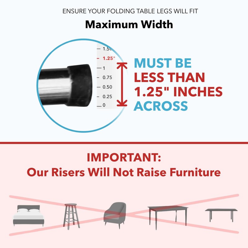 Lift Your Table® Folding Table Risers - Counter Height (Movable