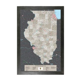 Illinois - Earth Toned - Rustic Black Frame - 150 Pins Included - 150 Pins Included - 27.5 inches x 39.5 inches