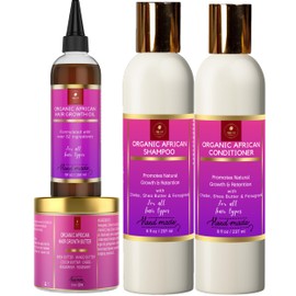 Shea Butter Shampoo & Conditioner, Hair Growth Set. Best hair treatment. Promote Growth, add moisture, nourishes and hydrate scalp. Sulfate free, 100% formulated with naturals ingredients.