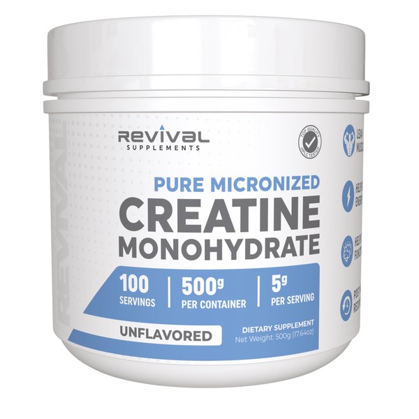 Revival Premium Micronized Creatine Monohydrate - HPLC Tested 100% Pure
