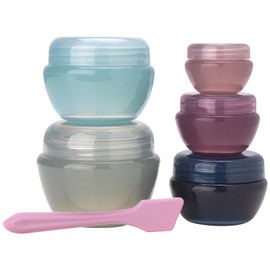 bliss Travel Containers - 5 Pack Leak Proof Tapered Jar Set with Lid and Spatula - Small Travel Containers for Creams, Lotions, Vitamins, and Small Jewelry, Size Onesize, Multi