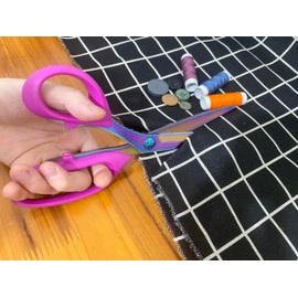 Mxeiwzx Left-Handed Sharp Scissors for Adults, Titanium Coating with Stainless Steel Blade, for Dressmaking, Leather Professional Sewing Fabric, Crafting and Home General Use, 9 Inch, Pink