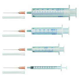 Syringes Set: 1 ml, 2 ml, 5 ml, 10 ml, 1 of each: Disposable Syringes for Liquids, Hobby, Model Making, Various Sizes with Blunt Needles