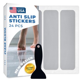 Clear Bloom Anti Slip Shower Stickers 24 PCS, Gray Non-Slip Shower Strips for Adults, Premium Adhesive Bath Tub Stickers