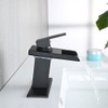 AVSIILE LED Bathroom Sink Faucet, Matte Black Waterfall Single Hole