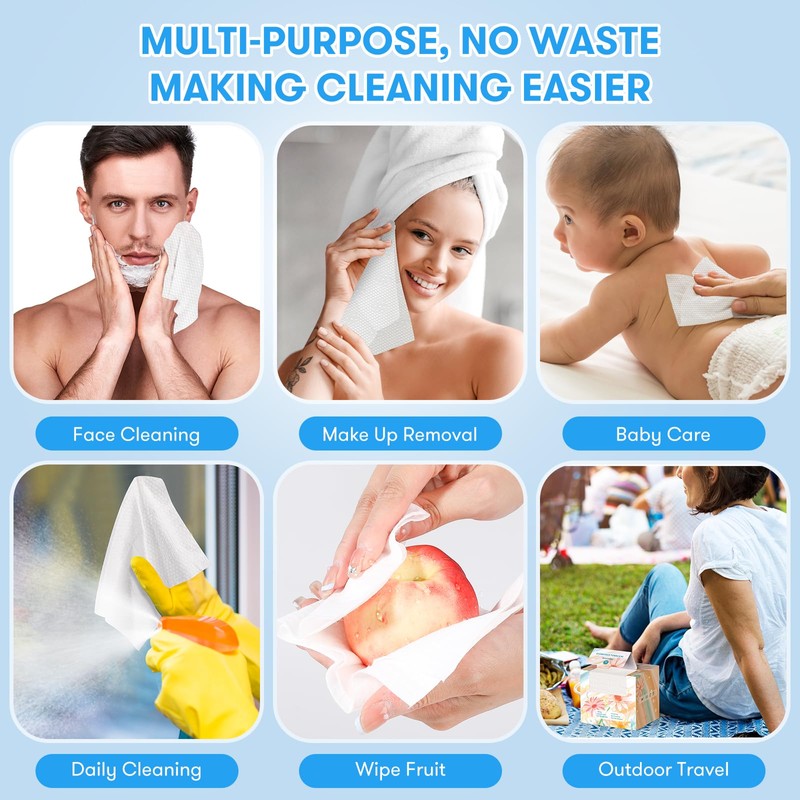 Beauntangly Disposable Face Towel, Lint-Free Biodegradable Face Towelettes, Soft &