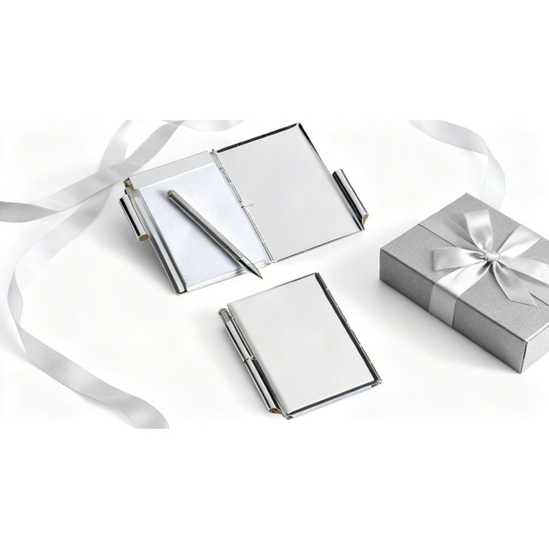 SILBERKANNE Premium Pocket Notepad Silver-Plated (9 x 6 cm) Including