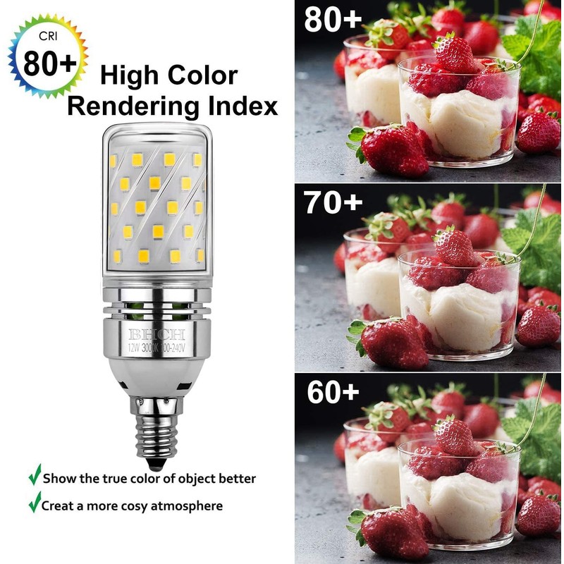 E12 LED Corn Bulbs 12W,3000K Warm White,1200LM,Small Edison Screw Bulbs,100W
