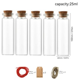 elewabise Glass Bottles Small Bottles For Liquids Small Glass Bottles Glass Bottles With Cork Three Styles Decorative Bottles For Party Decorations, Storage Accessories, Cork Concave-Neck 25ml
