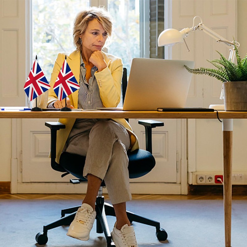 2 Pieces British Table Flags, Polyester Flags, Table Decoration, Mini