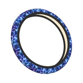 Abstract Blue Cool Lightning Steering Wheel Cover for Women Men Girls Car Accessories Decor Anti-Slip Neoprene Auto Steering Wheel Covers Protector Universal 15 Inch