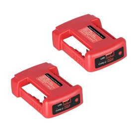 USB Charger Adapter for Milwaukee 18V Battery Adapter with Type-C and USB-C 2 Output Ports with Charging Function for Outdoor Indoor Work - Quantity: 2 Packs