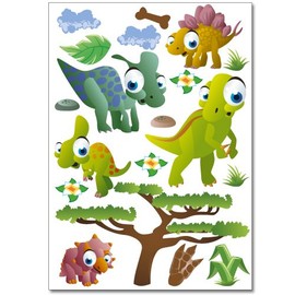 Wandkings Dinosaur Wall Sticker Set, 41 Stickers, 2 DIN A4 Sheets, Total Area 60 x 20 cm