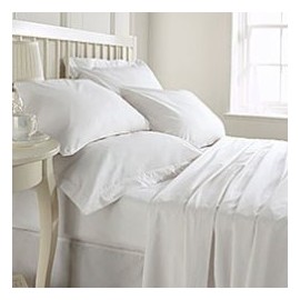 Double Bed Fitted sheets Luxury Linen in finest 400 Thread Count 100% Egyptian Cotton, Size : 137cm x 190cm. (WHITE)