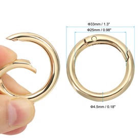 PATIKIL 25 mm OD Spring O Rings, Pack of 10 Metal Round Carabiner Hooks Trigger Snap Spring Key Rings Hook Buckle for Purse Handbag Crafts Gold Tone, gold